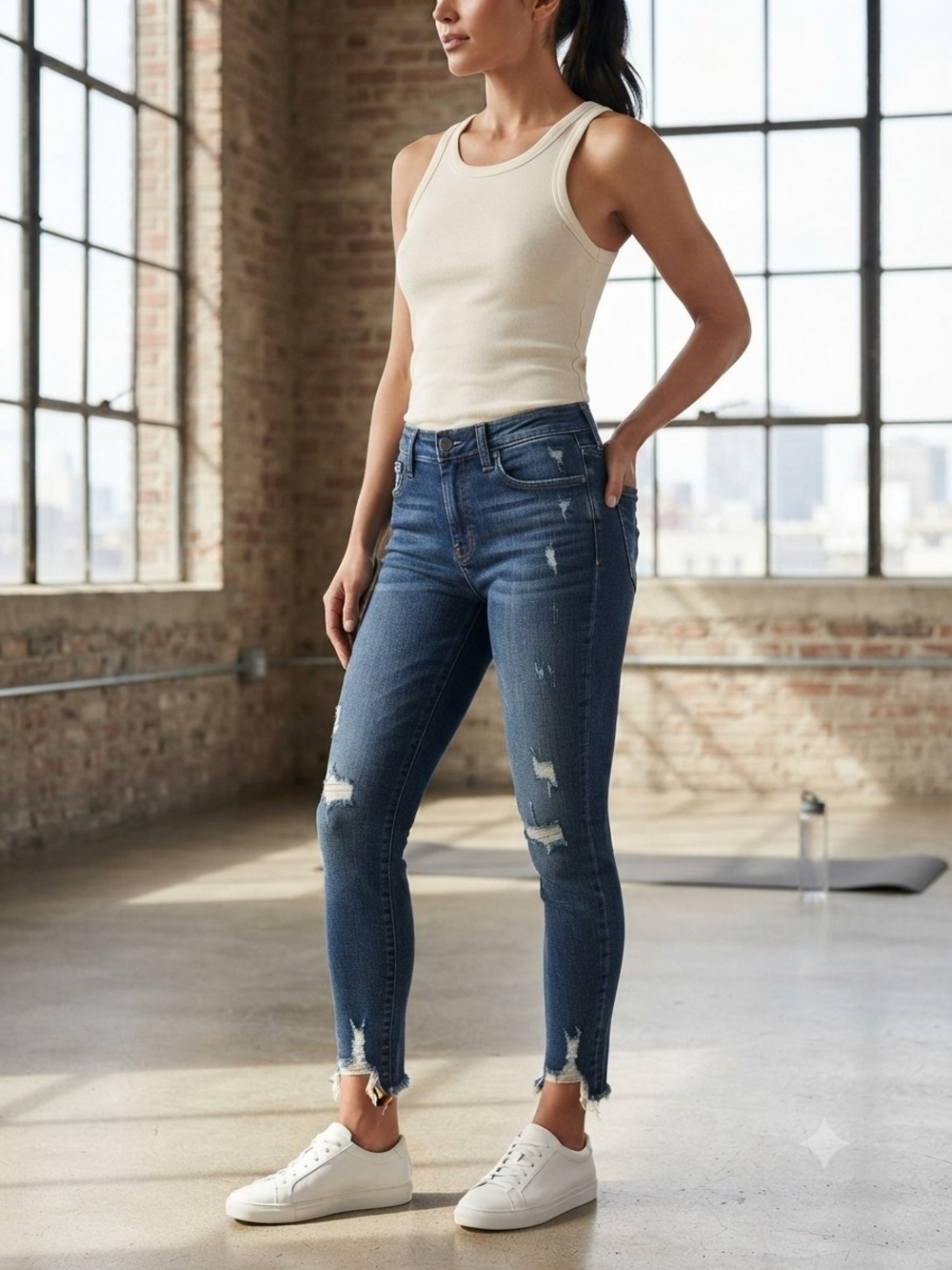Lucky Brand Distressed Ankle Skinny Jeans - Blue